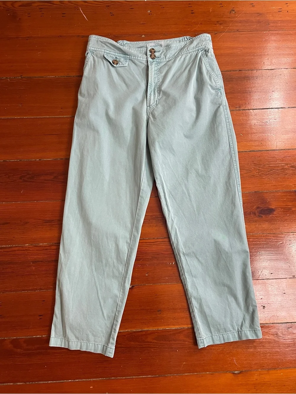 Sundance Journey 100% Cotton Lake Blue Trouser Pants Sz 8P 💚🎀